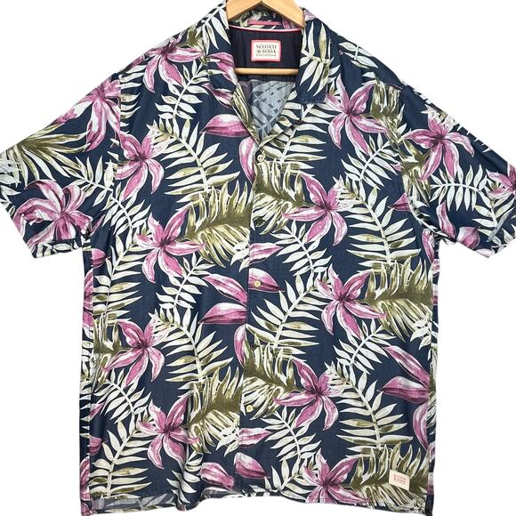 Scotch & Soda Men’s Tropical Floral Button Up Summer Vacation Camp Shirt XXL - Picture 1 of 7